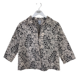 CHICO'S EYELET EMBROIDERED 3/4 SLEEVE BLOUSE CREAM BLACK 1