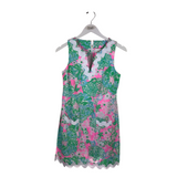 LILLY PULITZER NWT$228 FLORAL RICKRACK TRIM DESIGNER DRESS PINK GREEN 0