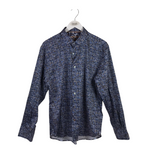 VISCONTI BLACK PRIINT LONG SLEEVE MEN SHIRT BLUE MULTI LARGE