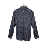VISCONTI BLACK PRIINT LONG SLEEVE MEN SHIRT BLUE MULTI LARGE