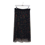 H&M MESH MIDI FLORAL PLEATED SKIRT BLACK MULTI 10