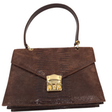 DUE FRATELLI CROC SHOULDER HANDBAG BROWN