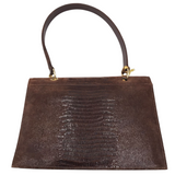 DUE FRATELLI CROC SHOULDER HANDBAG BROWN