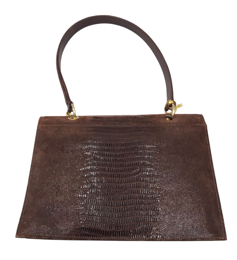 DUE FRATELLI CROC SHOULDER HANDBAG BROWN