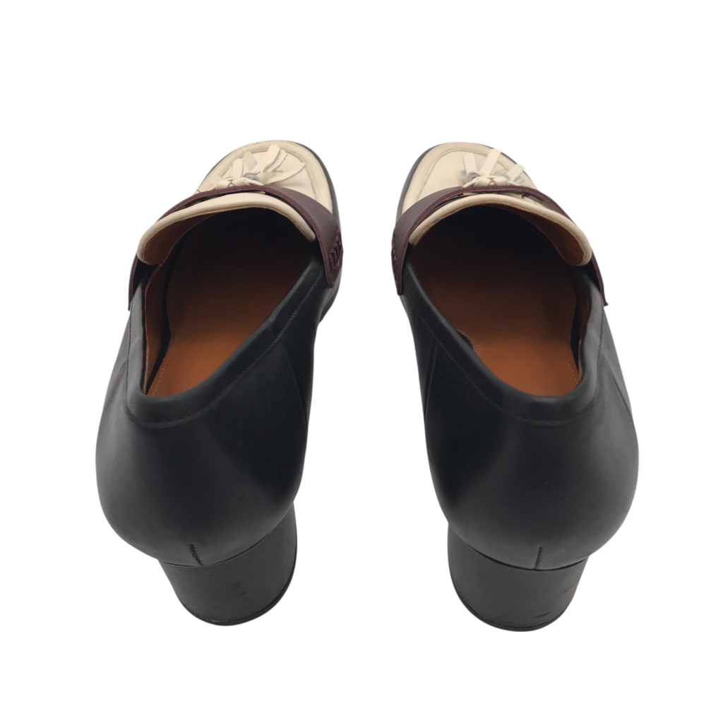 J MCLAUGHLIN LOAFER BLOCK HEEL SHOES BLACK CREAM 9.5