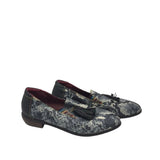 L'ARTISTE PYTHON TASSEL LOAFER SHOES NAVY GREY 40