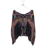 FREE PEOPLE PONCHO-STYLE TOP BLACK PURPLE XSTP