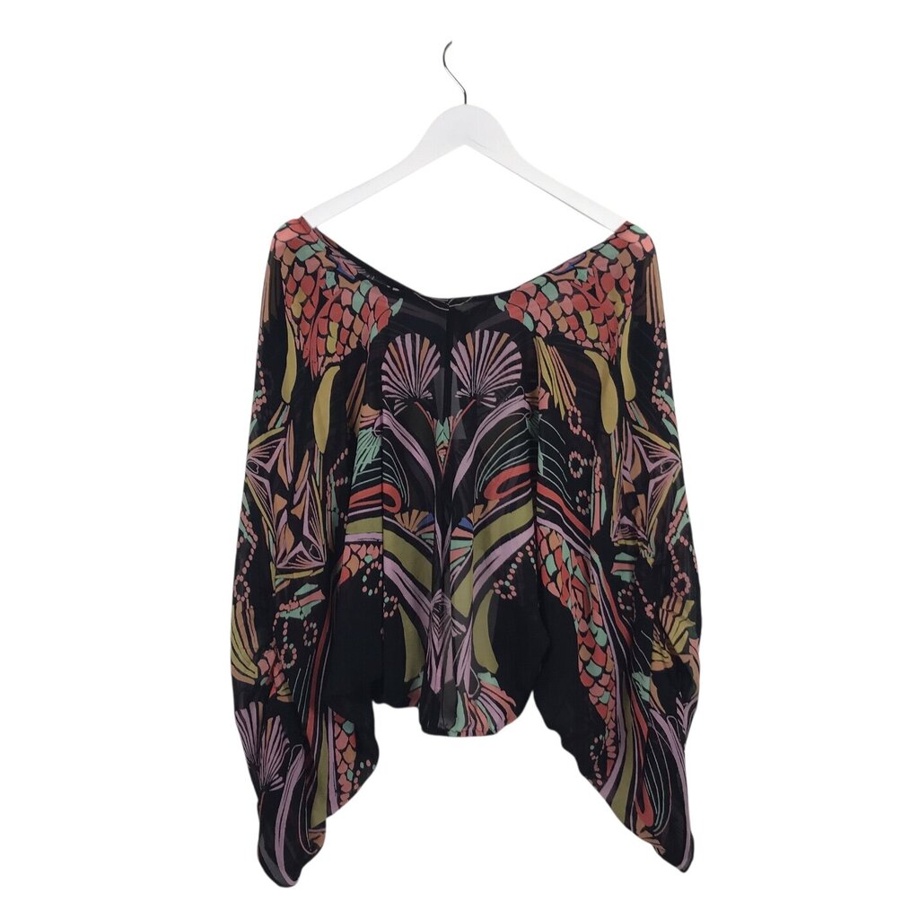 FREE PEOPLE PONCHO-STYLE TOP BLACK PURPLE XSTP