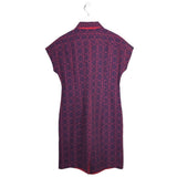 CHICO'S 1/4 ZIP SHORT SLEEVE DRESS RED NAVY 0.5