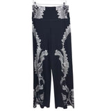 EVA VARRO RET$178 WIDE PULL-ON DESIGNER PANT BLACK WHITE SMALL
