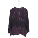 JOHNNY WAS EMBROIDERED LONG SLEEVE DESIGNER TOP PURPLE XLARGE