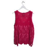 JOHNNY WAS 100% EMBROIDERED TANK DESIGNER TOP PINK XLARGE