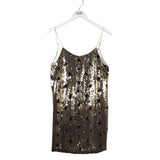 DANCE & MARVEL SEQUIN MINI SLEEVELESS DRESS GOLD BLACK MEDIUM