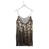 DANCE & MARVEL SEQUIN MINI SLEEVELESS DRESS GOLD BLACK MEDIUM