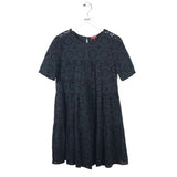 STAUD BRODERIE SHORT SLEEVE DESIGNER DRESS BLACK SMALL