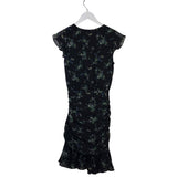 BANANA REPUBLIC NWT FLORAL FLUTTER SLEEVE DRESS BLACK GREEN 0