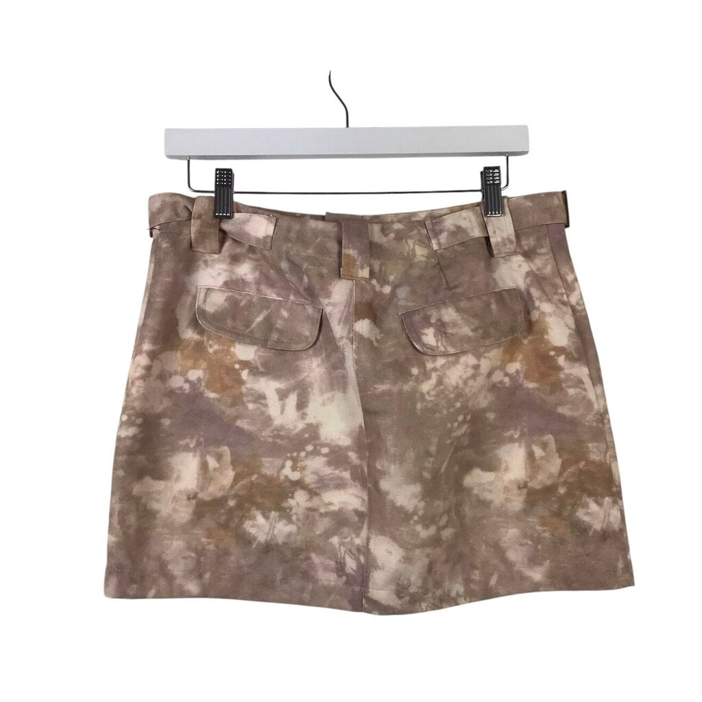 NWT$168 MINI PRINT SKIRT BEIGE WHITE SMALL