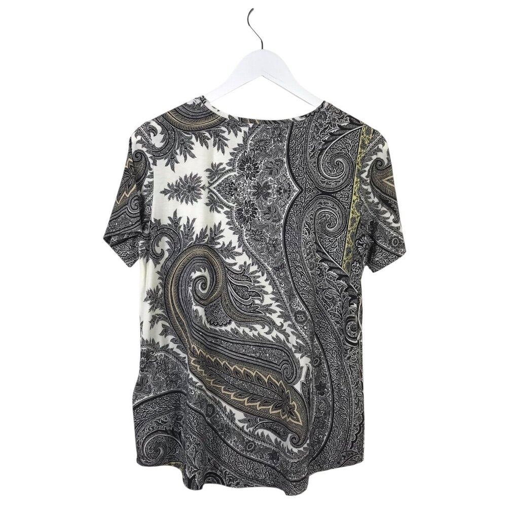 ETRO PRINT TEE SHORT SLEEVE DESIGNER TOP WHITE BLACK 44