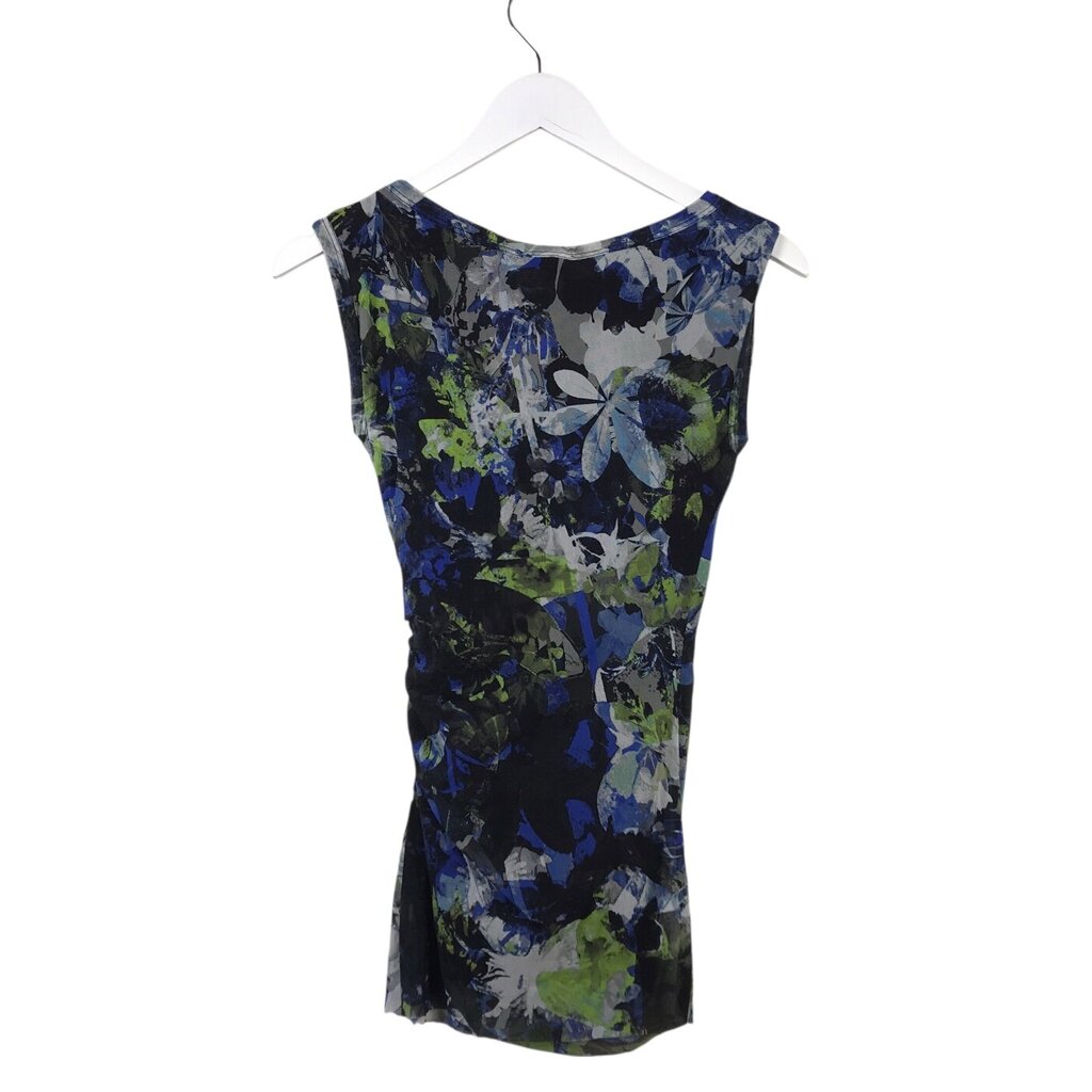 FUZZI MESH FLORAL LONG SLEEVE DESIGNER TOP TAUPE BLACK SMALL