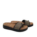 DONALD PLINER RET$129 RAFFIA WEDGE SLIDE SHOES BLACK BEIGE 7.5M