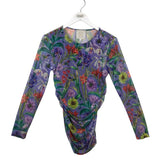 JOHNNY WAS MESH LONG SLEEVE DESIGNER TOP PURPLE MEDIUM