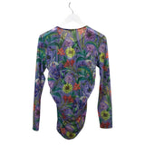 JOHNNY WAS MESH LONG SLEEVE DESIGNER TOP PURPLE MEDIUM