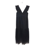 SEZANE EMBROIDERED MIDI DESIGNER DRESS BLACK 36
