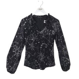 WHITE HOUSE BLACK MARKET LONG SLEEVE TOP BLACK WHITE XSMALL