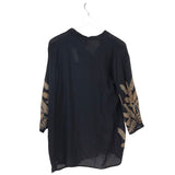 NWT$27 EMBROIDERED TUNIC KIMONO BLACK BROWN LARGE