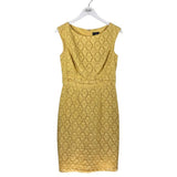 ADRIANNA PAPELL LACE SLEEVELESS DRESS YELLLOW 6