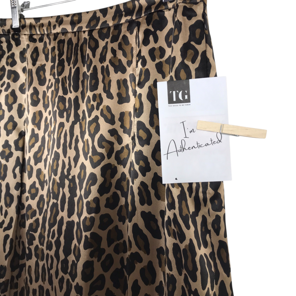 CELINE SILK SATIN ANIMAL PRINT LUXE SKIRT TAN BLACK 42