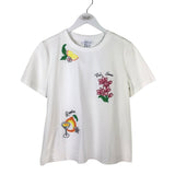 CURRENT AIR NWT$44 EMBROIDERED TEE TOP WHITE MULTI MEDIUM