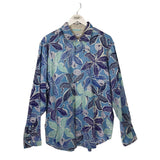 TOMMY BAHAMA NWT$125 LINEN PRINT LONG SLEEVE MEN SHIRT BLUE CREAM LARGE