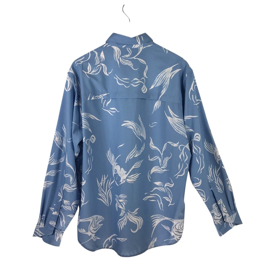 BOB TIMBERLAKE FISHING LONG SLEEVE MEN SHIRT BLUE WHITE LARGE