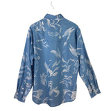 BOB TIMBERLAKE FISHING LONG SLEEVE MEN SHIRT BLUE WHITE LARGE
