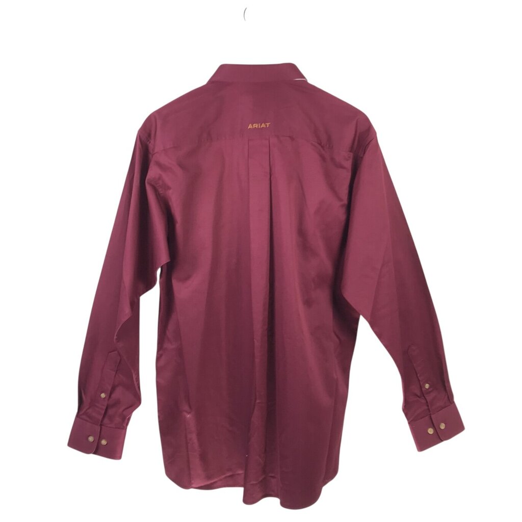 ARIAT NWT$59 LONG SLEEVE MEN SHIRT MAROON MEDIUM
