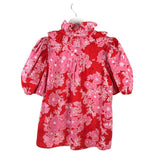 ENTRO FLORAL BRODERIE PUFF SLEEVE TOP RED PINK SMALL