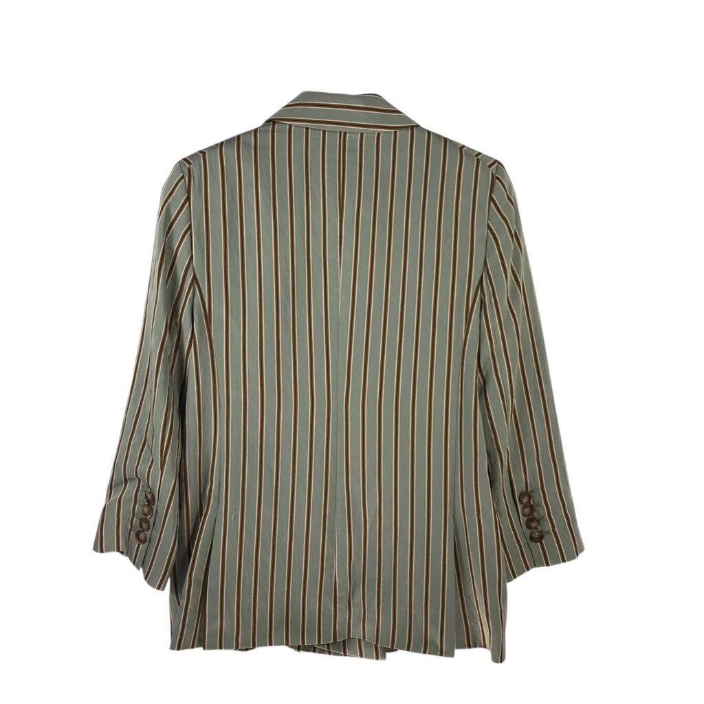 VERONICA BEARD STRIPE 3/4 SLEEVE DESIGNER BLAZER OLIVE BROWN 6