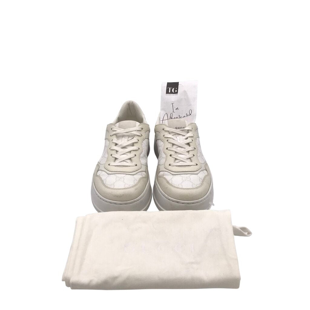 GUCCI GG TENNIS EMBOSSED SNEAKERS LUXE SHOES WHITE 39