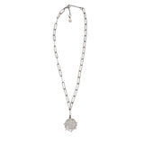CHAINLINK COIN PENDANT NECKLACE SILVERTONE