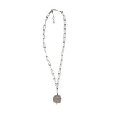 CHAINLINK COIN PENDANT NECKLACE SILVERTONE
