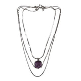 KENDRA SCOTT 3 STRAND PENDANT NECKLACE SILVERTONE PURPLE