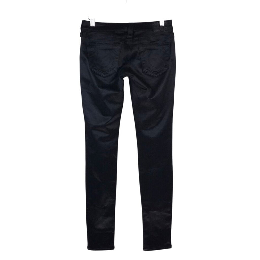 RET$238 SATIN SKINNY DESIGNER PANT BLACK 26