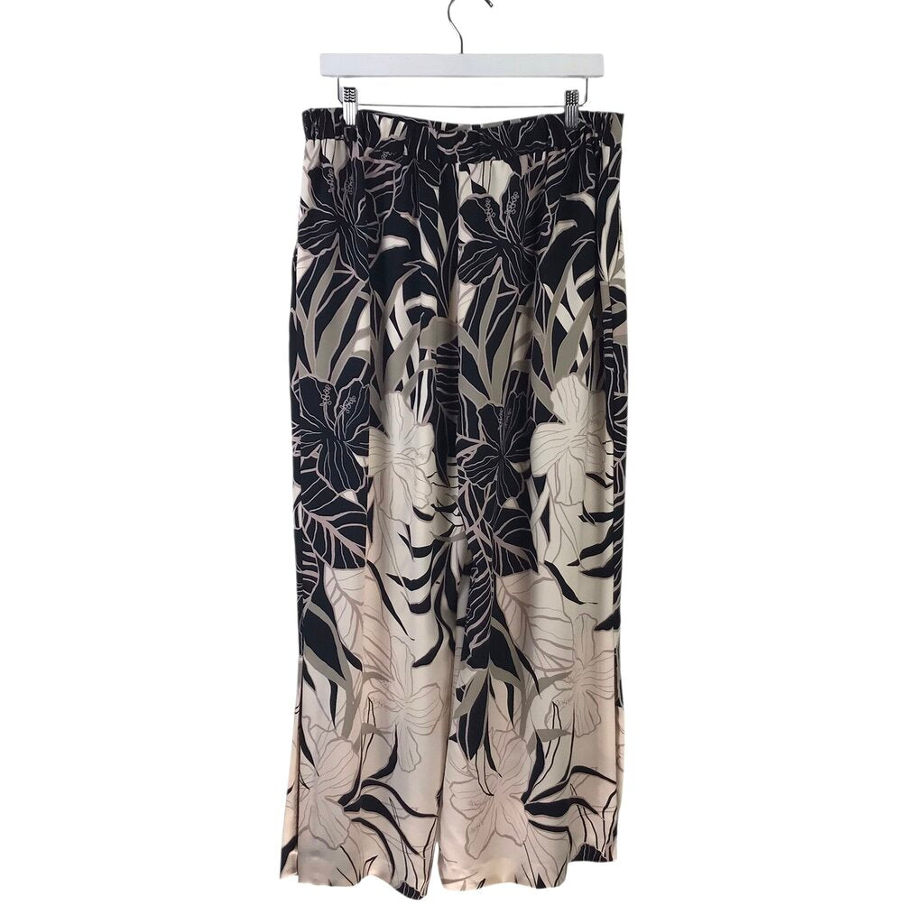 JOSEPH RIBKOFF NWT$195 FLORAL WIDE LEG DESIGNER PANT BLACK BEIGE 12