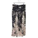 JOSEPH RIBKOFF NWT$195 FLORAL WIDE LEG DESIGNER PANT BLACK BEIGE 12