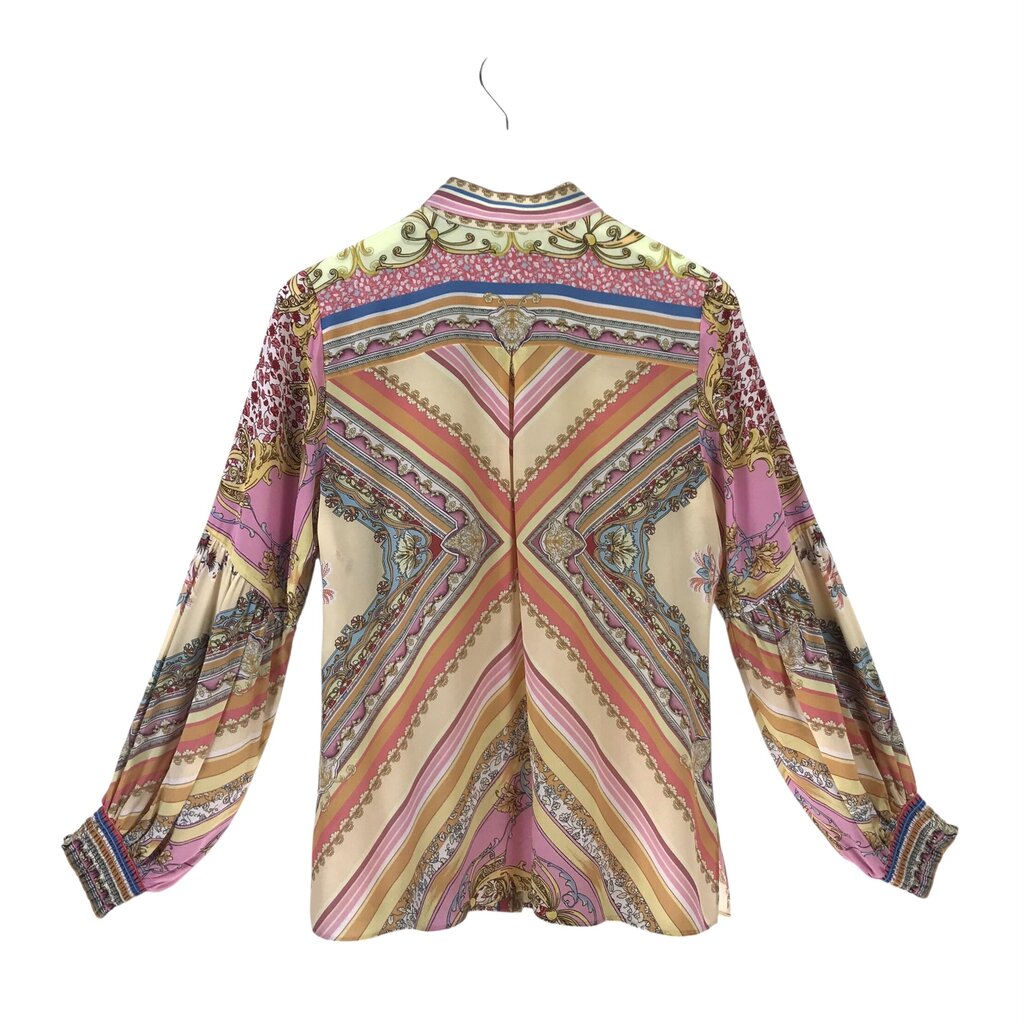 HALE BOB NWT$330 SILK PRINT LONG SLEEVE DESIGNER BLOUSE MULTI MEDIUM