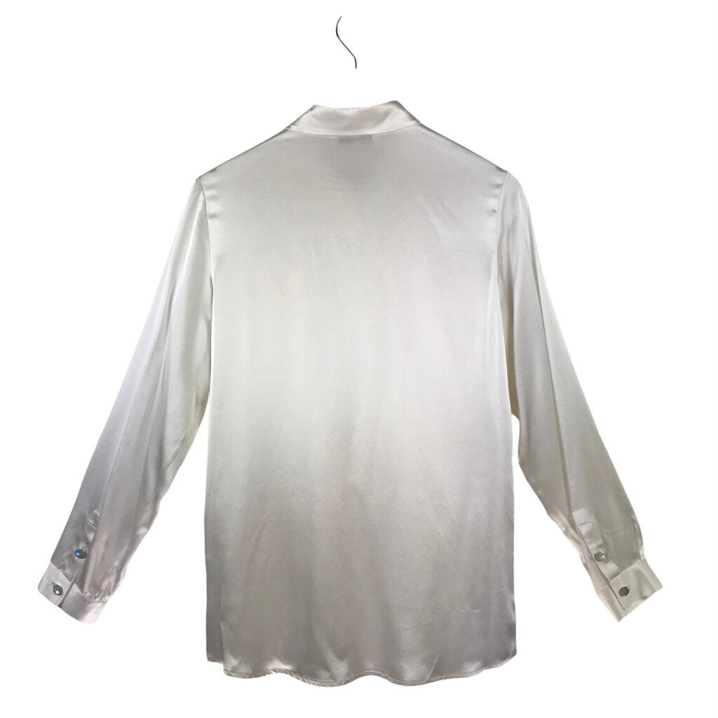 REAL SILK LIFE NWT SILK LONG SLEEVE DESIGNER BLOUSE IVORY MEDIUM