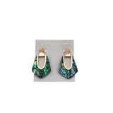 KENDRA SCOTT IRIDESCENT DANGLE EARRINGS GREEN PURPLE