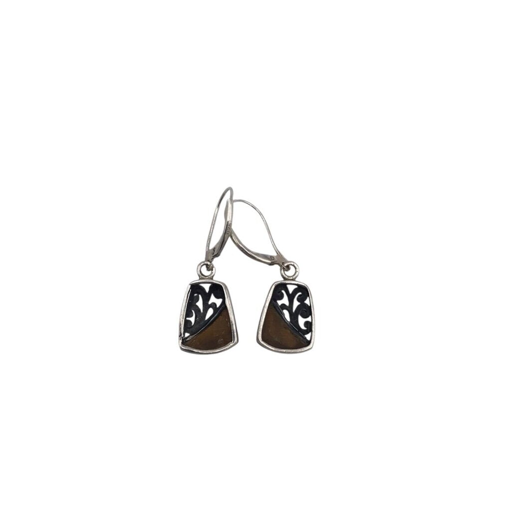 .925 DANGLE EARRINGS SILVER BROWN