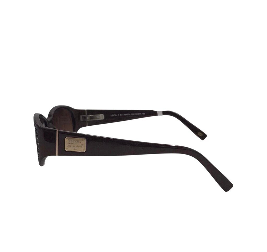 FOSSIL PLASTIC FRAME RHINESTONES SUNGLASSES/READERS BROWN
